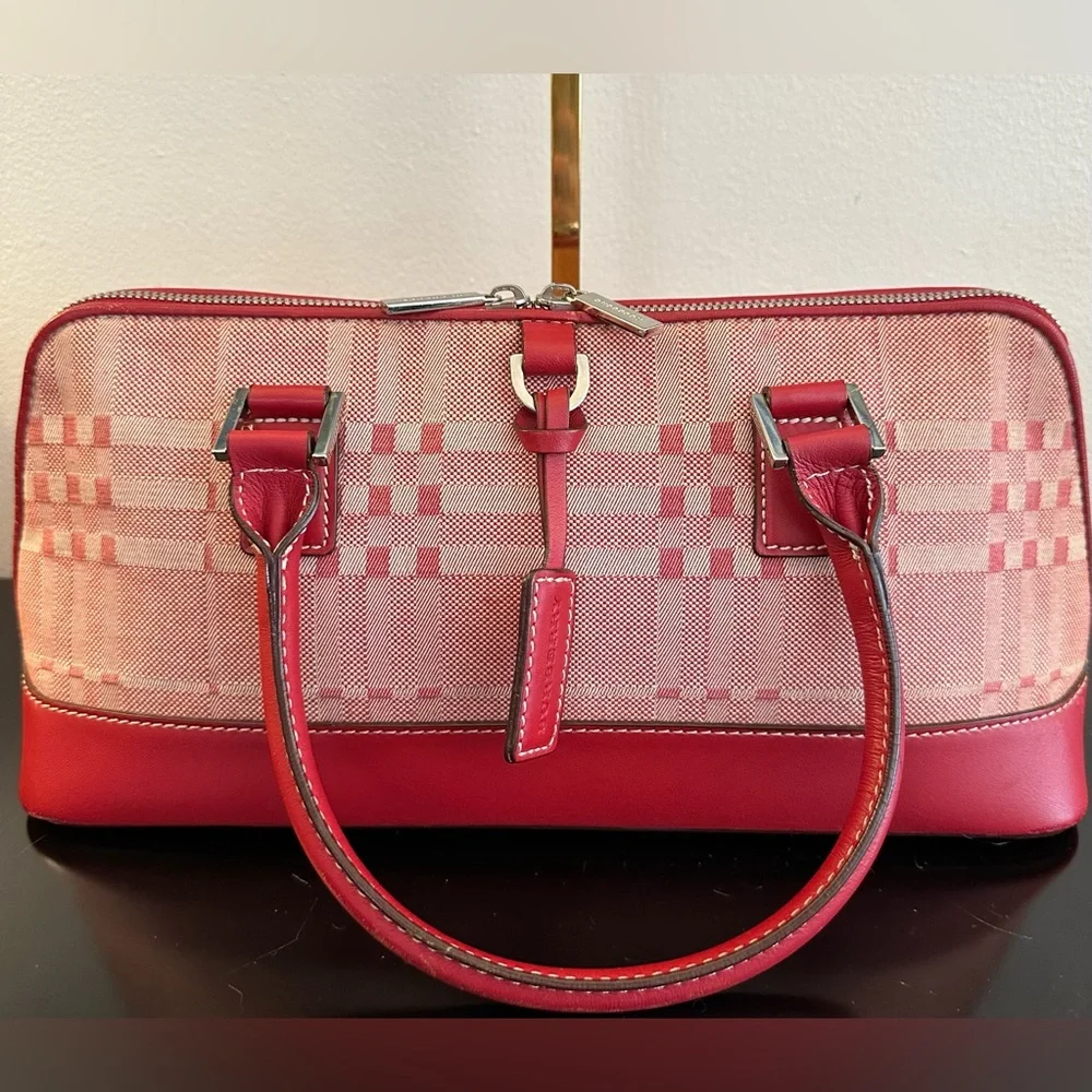 Burberry Red Nova Canvas and Leather Handbag - Picture 6 of 8